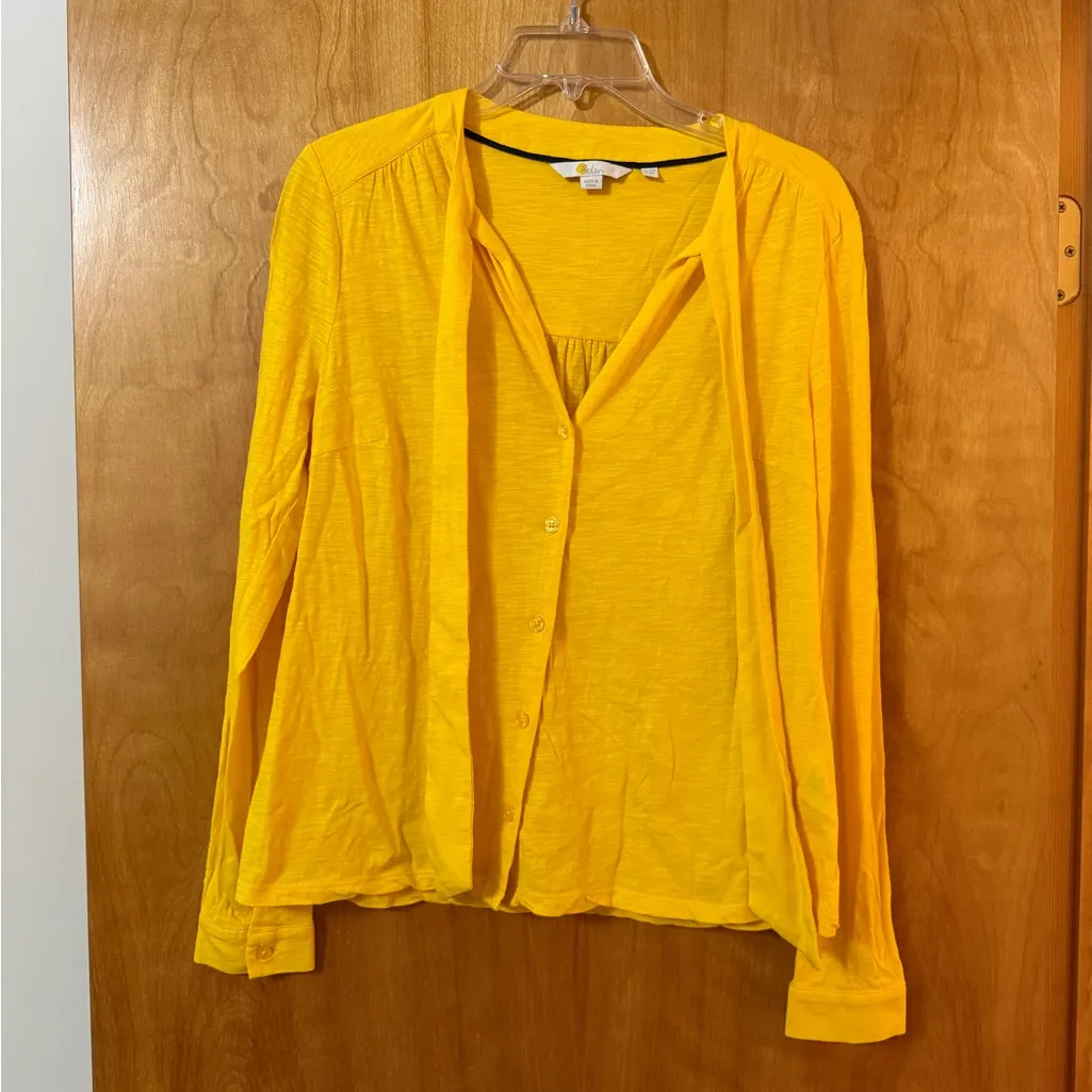Boden Women’s Top Yellow Long Sleeve Button - Image 3