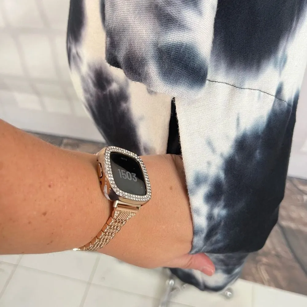 Veronica M Women's Long Sleeve Black White Tie-Dye Tunic Knit Dress Size XS - Image 4