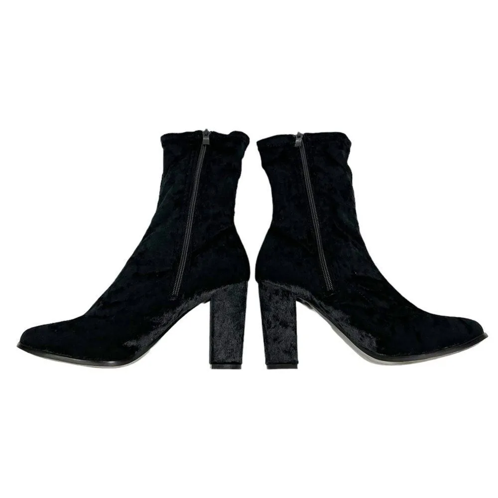 Boohoo Black Velvet Booties 7 - Image 4