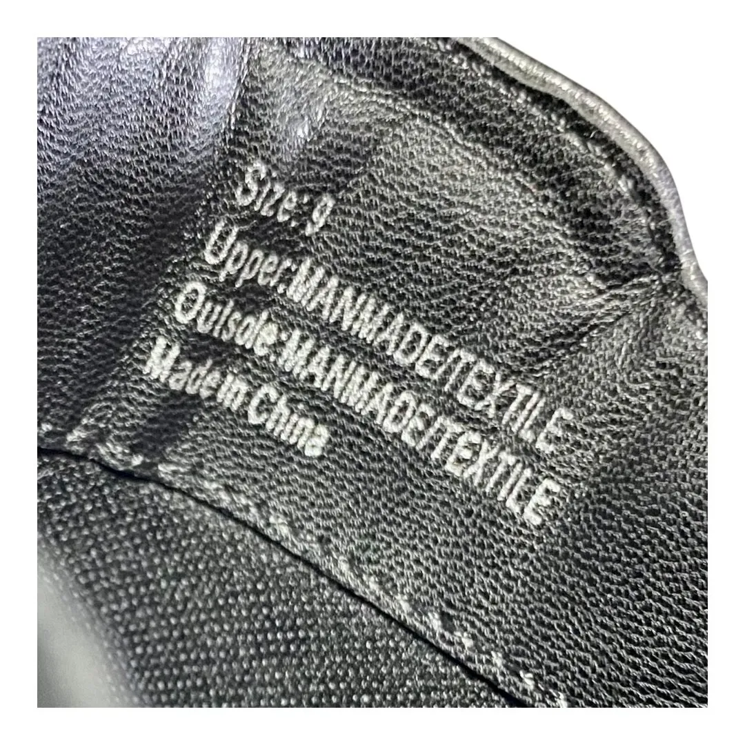 NY&C Women’s Size 9 Black Vegan Leather Double Block Heel Boots Silver Buckle - Image 5