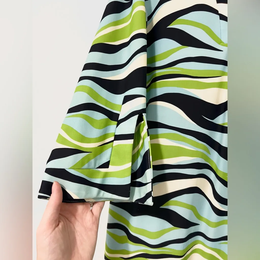 Jude Connally Megan Dress Jude Cloth in Blue and Green Wave Size XL - Image 4