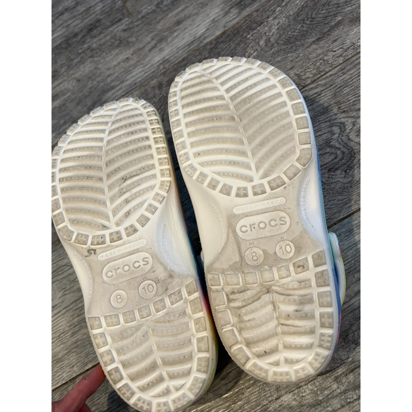 Crocs Classic Clogs Rainbow Bright Womens 10 Shoes Mens 8 Colorful Tie Dye‎ - Image 5