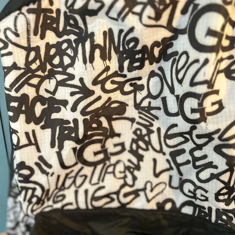 Ugg Small Black/White Logo Print Fabric Backpack - Image 9