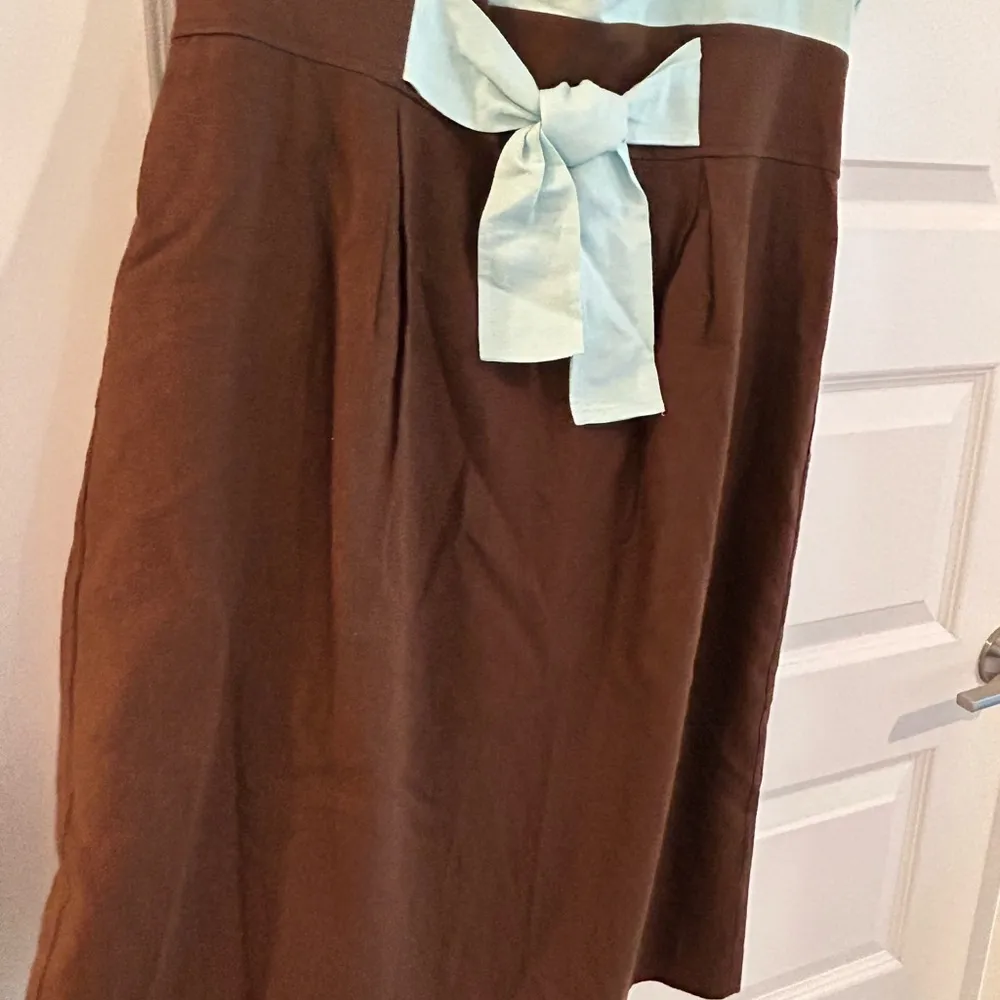 Willow Glenn Linen Dress Brown Blue Size 16 - Image 5