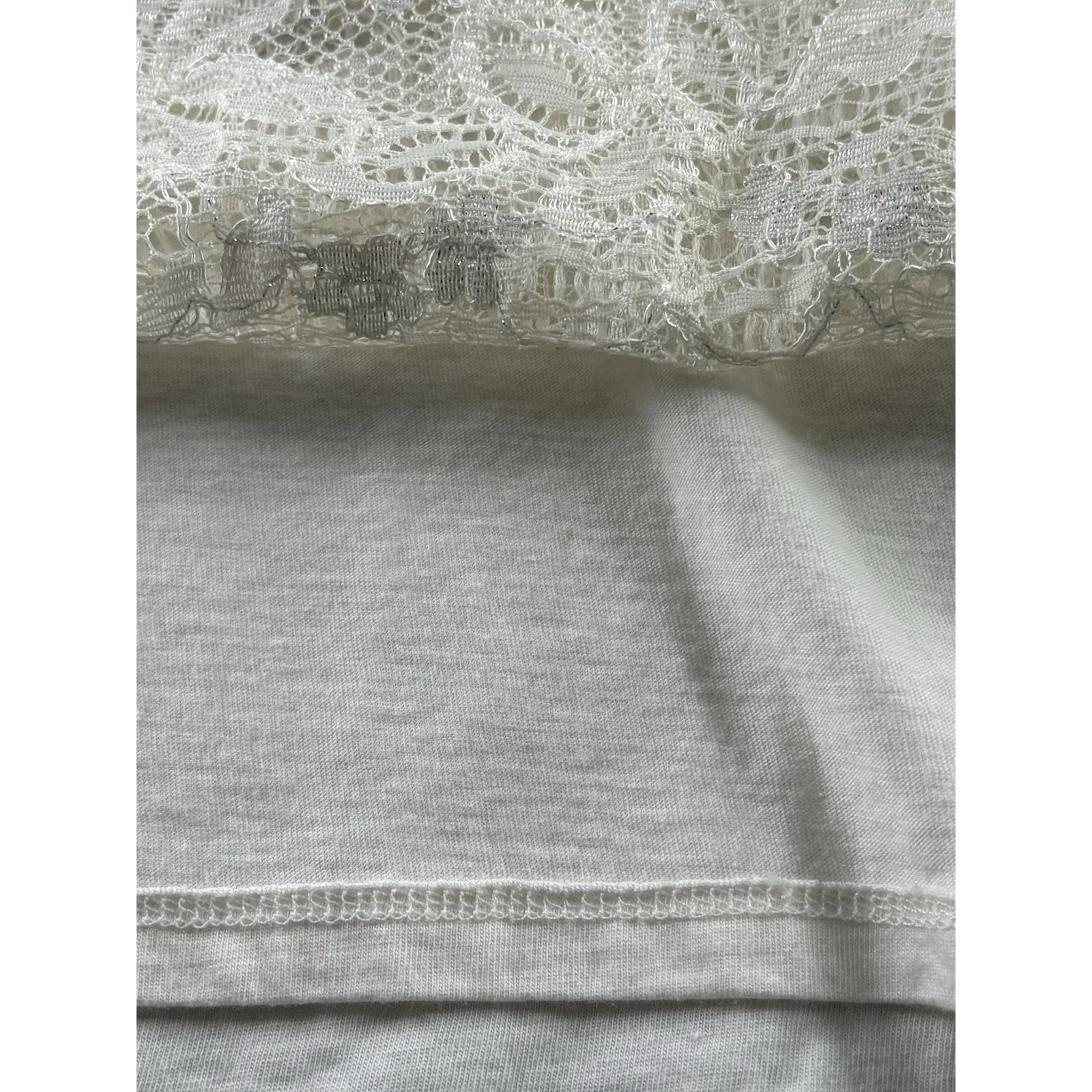 Cold water Creek White Lace Overlay Top 2X Plus Size Lined Short Sleeve - Image 5