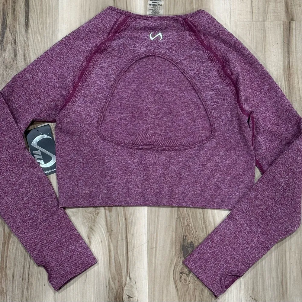 NEW TLF React Seamless Long Sleeve Athletic Shirt Berry Heather Women’s XL - Image 3