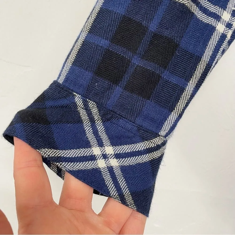 Rails Blue Silver Plaid Long Sleeve Buttons Down Tunic Length Shirt Top Womens S - Image 3