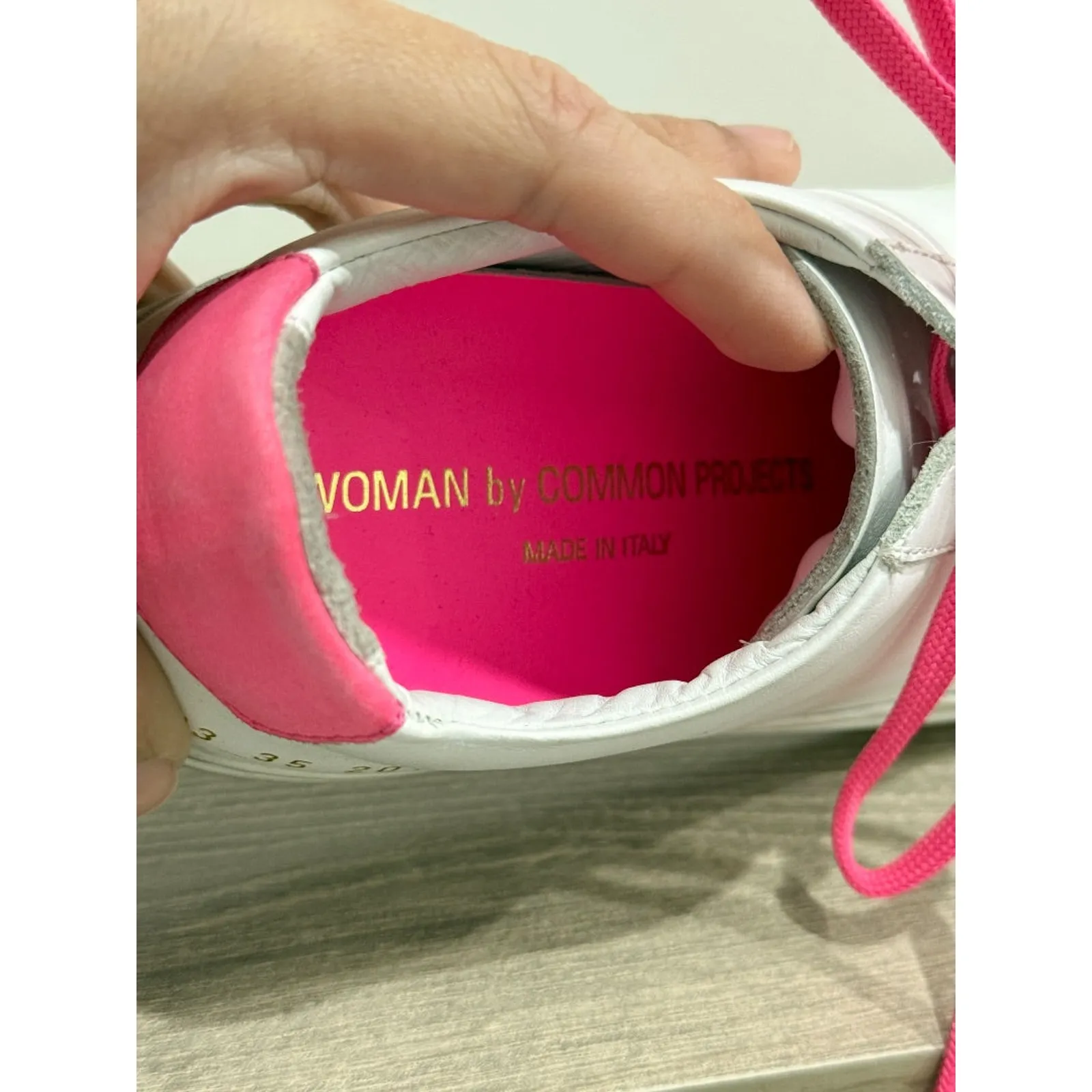 Common Projects Retro Leather Low Top Sneakers White/Pink Women's Size 35 / 5 White - Image 7