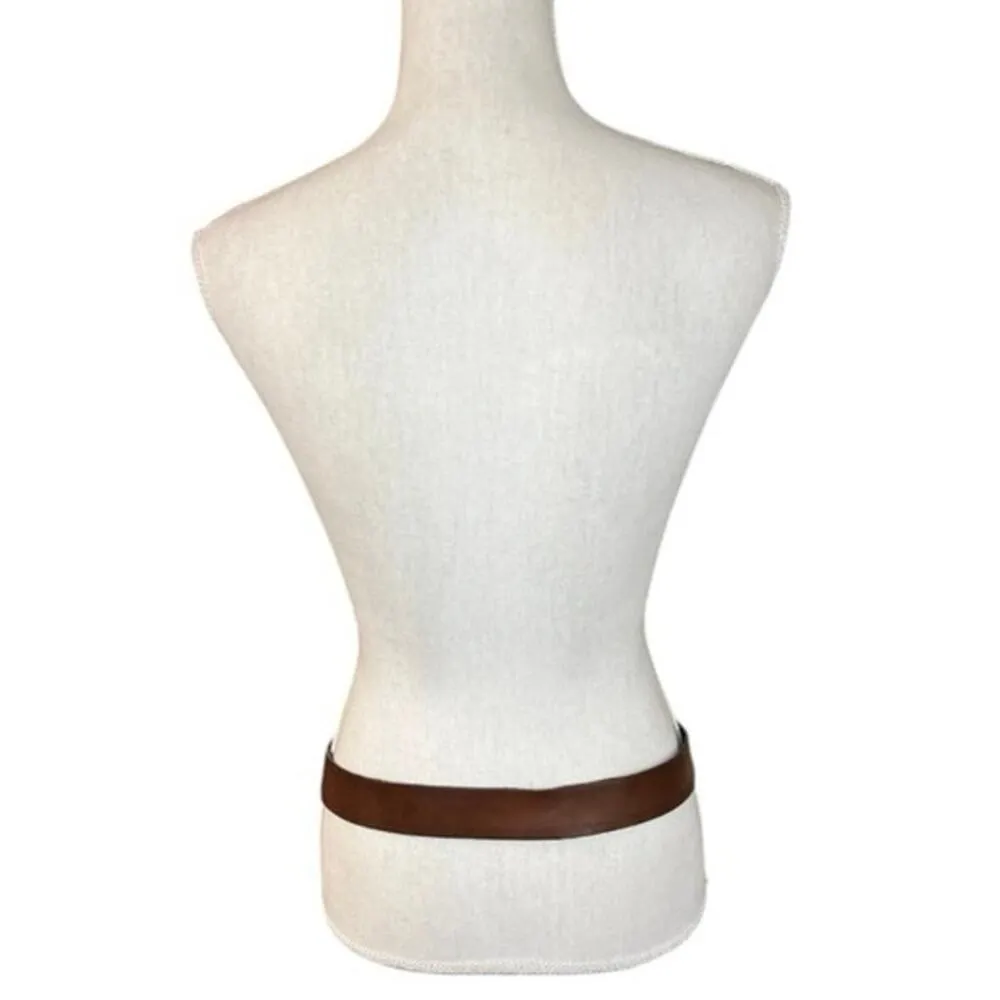 Vintage Y2K Nine West skull & roses brown leather belt & buckle biker motorcycle - Image 7