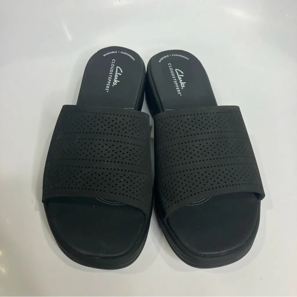 Clarks drift twist wedge‎ slide sandals black womens size 9 casual NWOT minimal - Image 4