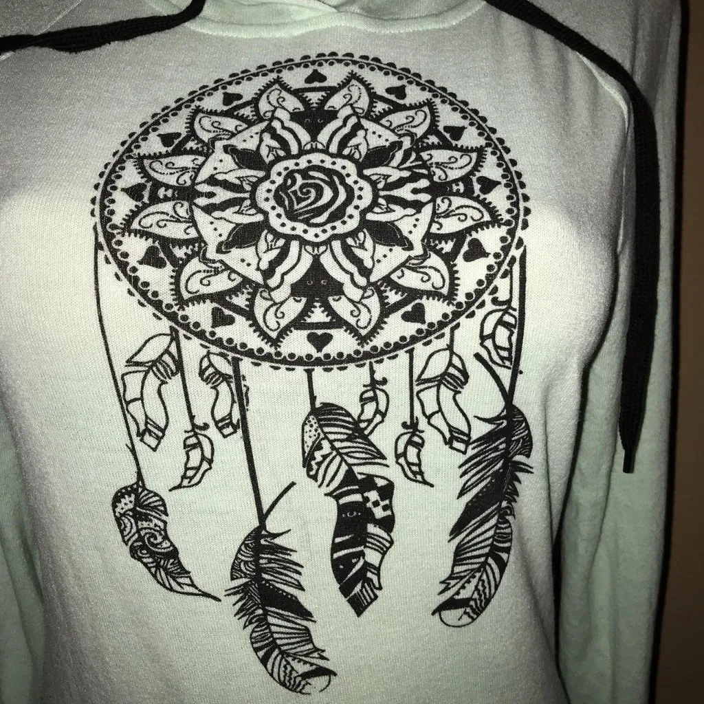 Rue 21 Size XS Dream Catcher Hooded Green Thin Sweatshirt with Hoodie - Image 2