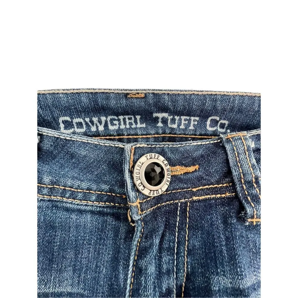 Cowgirl Tuff CO Bootcut Jeans With Embroidered Detail on Butt Blue Size 6 - Image 2