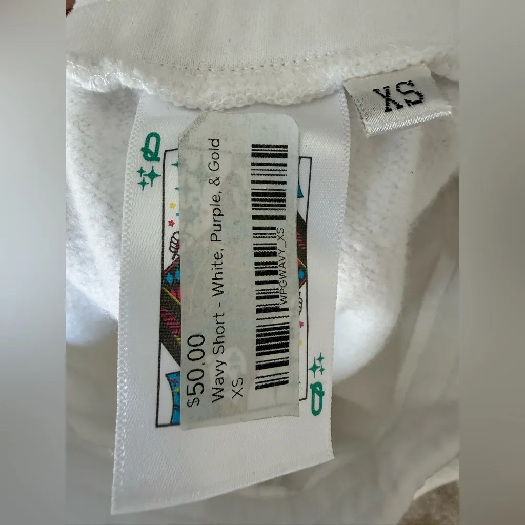 Queen of Sparkles Sequin Mardi Gras Shorts, Size XS White - Image 4