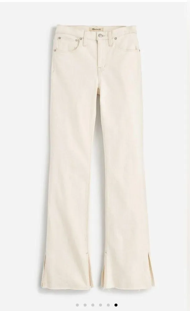 Madewell Kick Out Flare Jeans Size 31 NWT Ecru beige Raw Hem Full Length - Image 3
