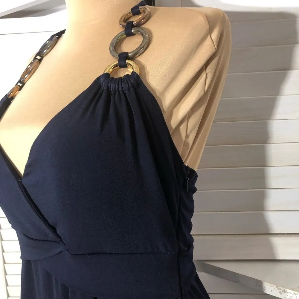 Boston Proper Navy Blue Halter A Line Dress Size 6 - Image 10