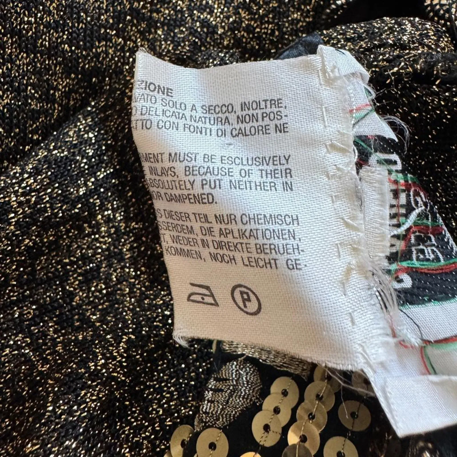 Giusi Slaviero Black & Gold Sequined Evening Sweater Made in Italy Size XS - Image 9