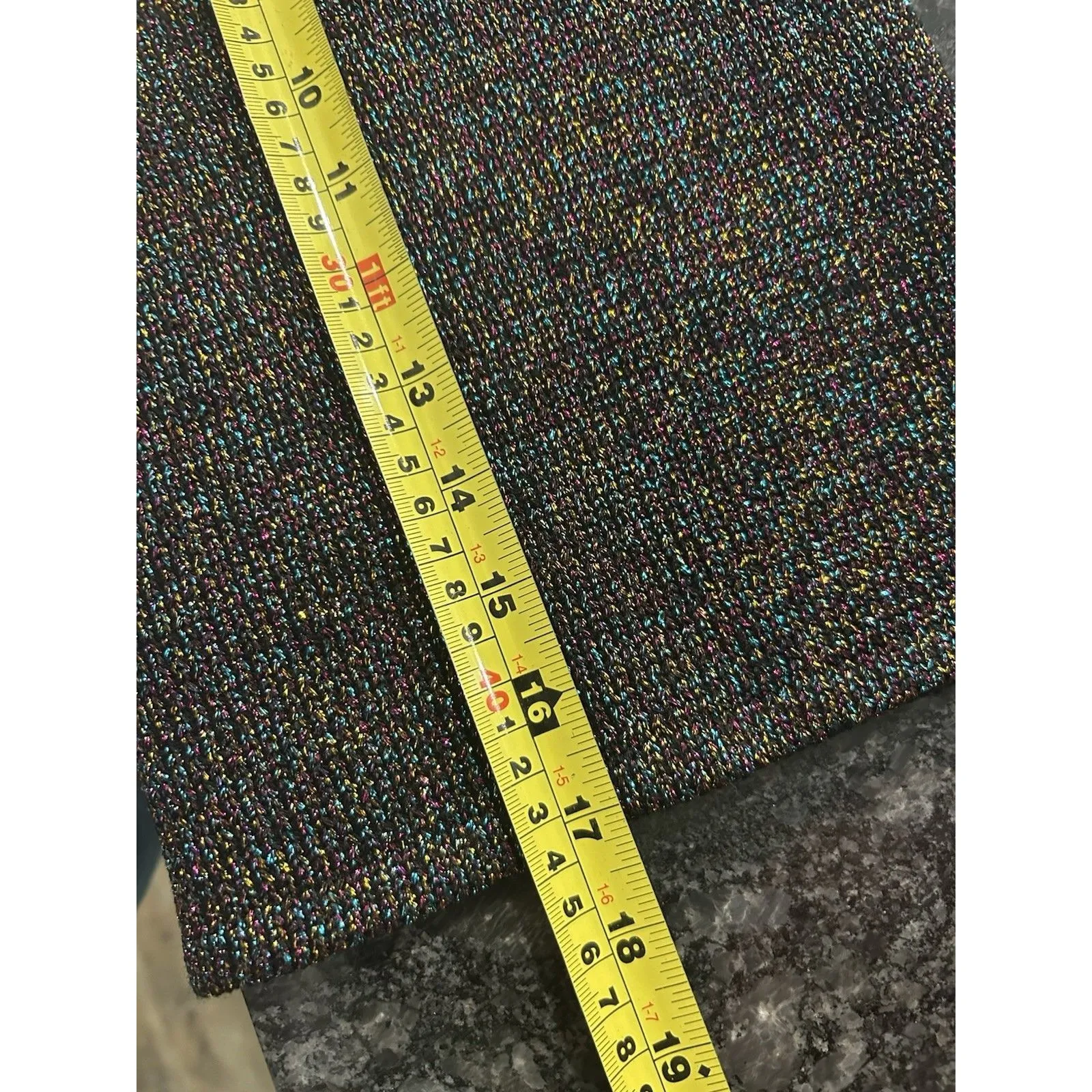 New Sweater Knit Black Sparkle Glitter Skirt Fitted Size Medium Club Concert - Image 5