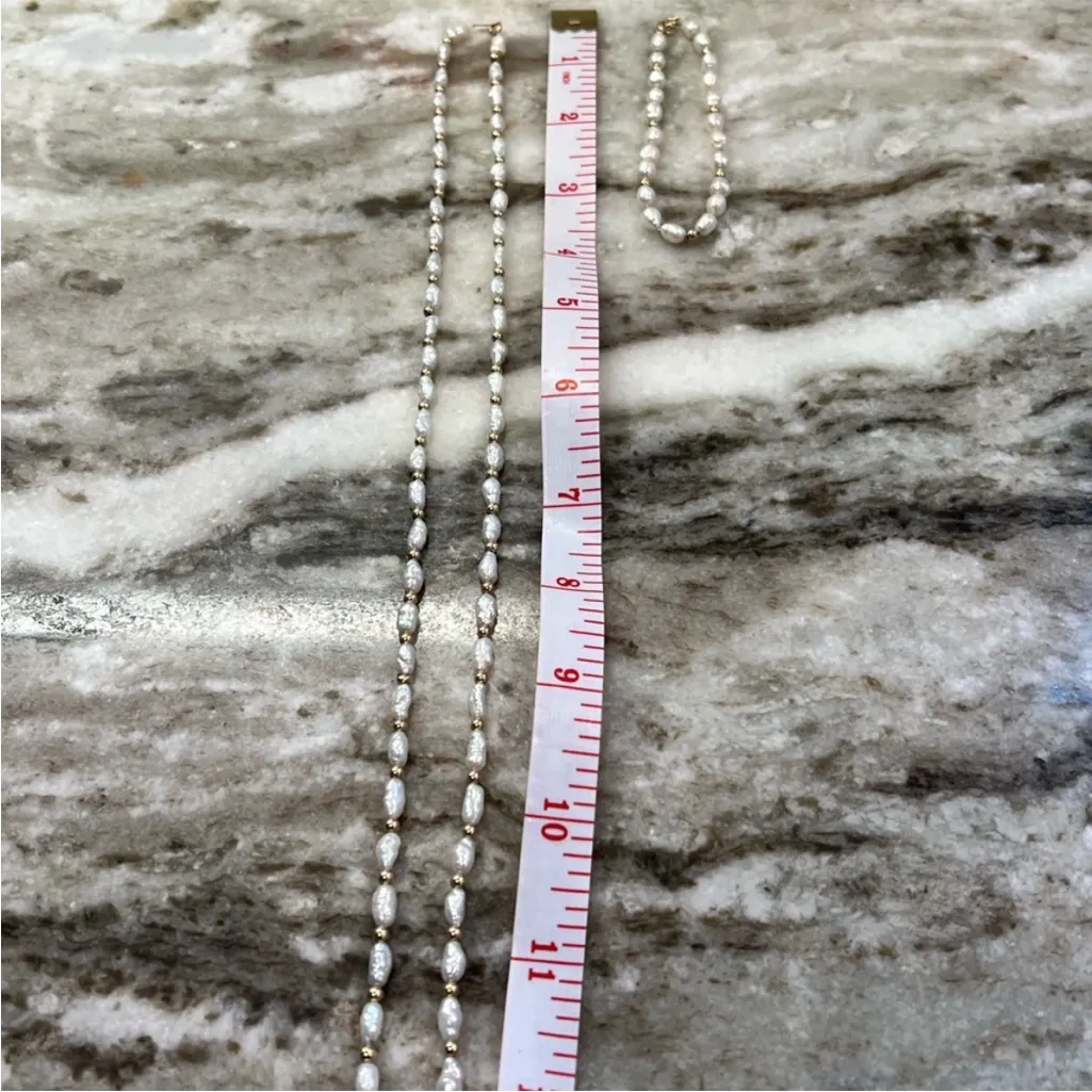 Pearl Necklace and Bracelet Set Silver - Image 2