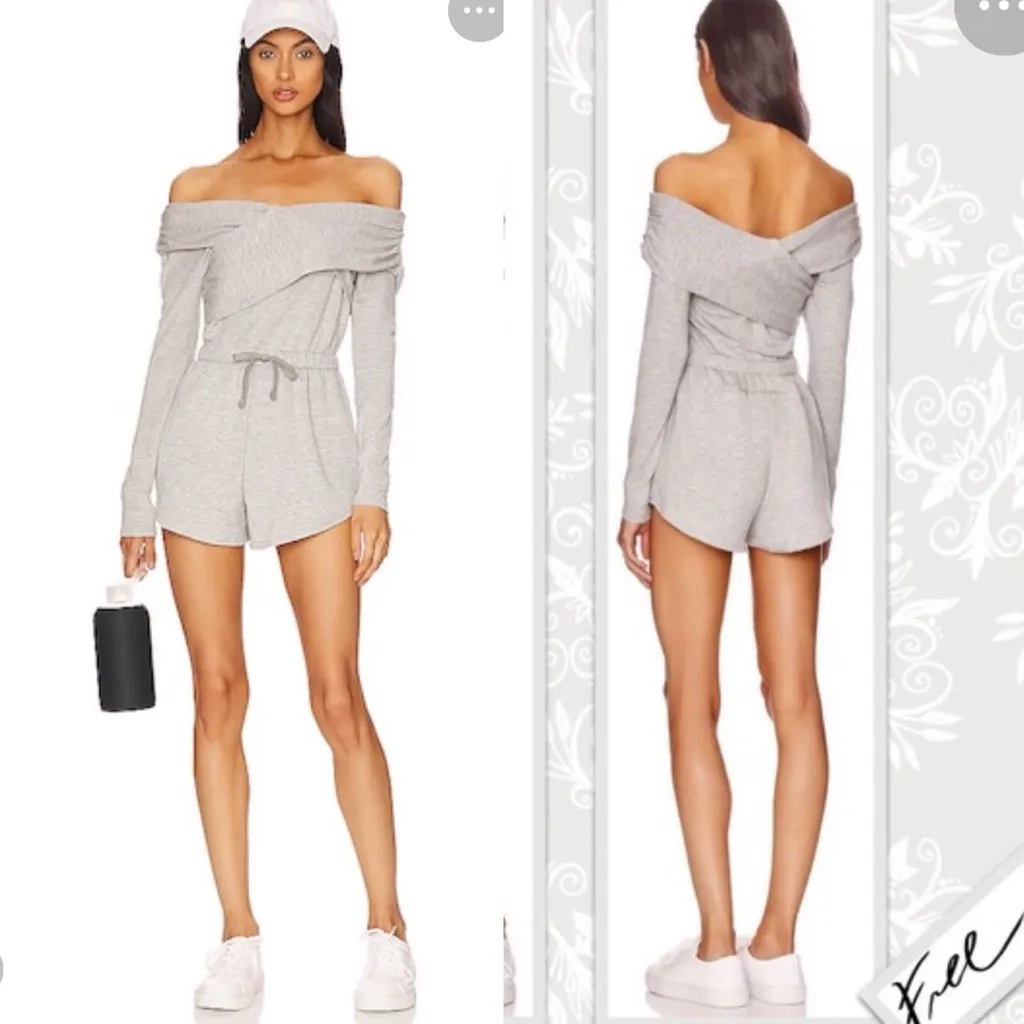 Free People Movement Love Spell One Piece Romper Heathered Grey - Image 3