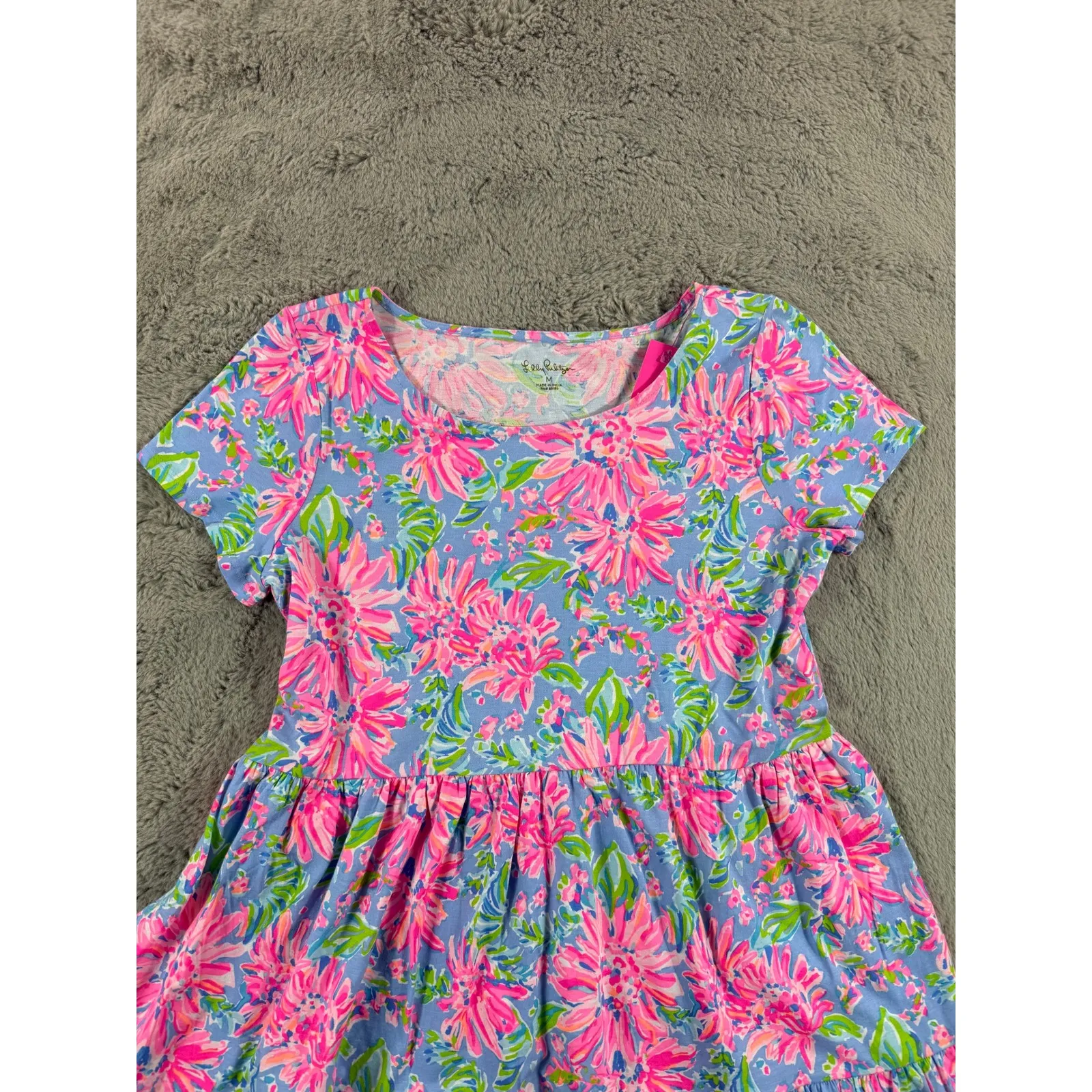 NWT Lilly Pulitzer Geanna Tiered Dress Blue Peri Sunrise Bay Floral M Vacation - Image 11