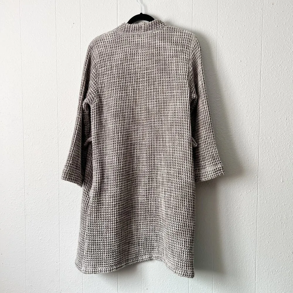 Parachute Robe Womens Small Waffle Knit Open Front 100% Cotton Breathable Cozy Gray - Image 6