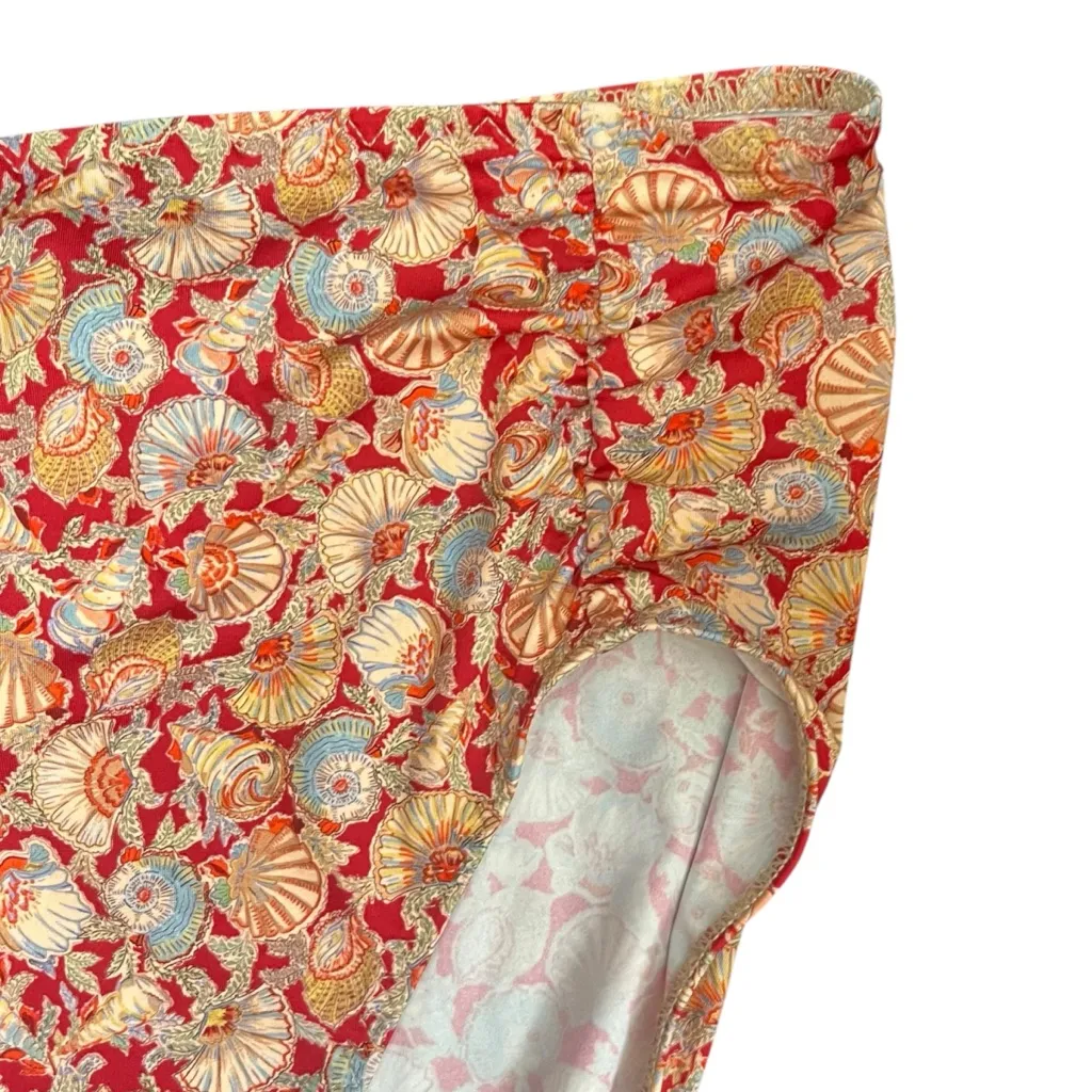 DOEN NWT Sea High Waist Bikini Bottom Women’s Size XL Seashell Print Swim Red - Image 6