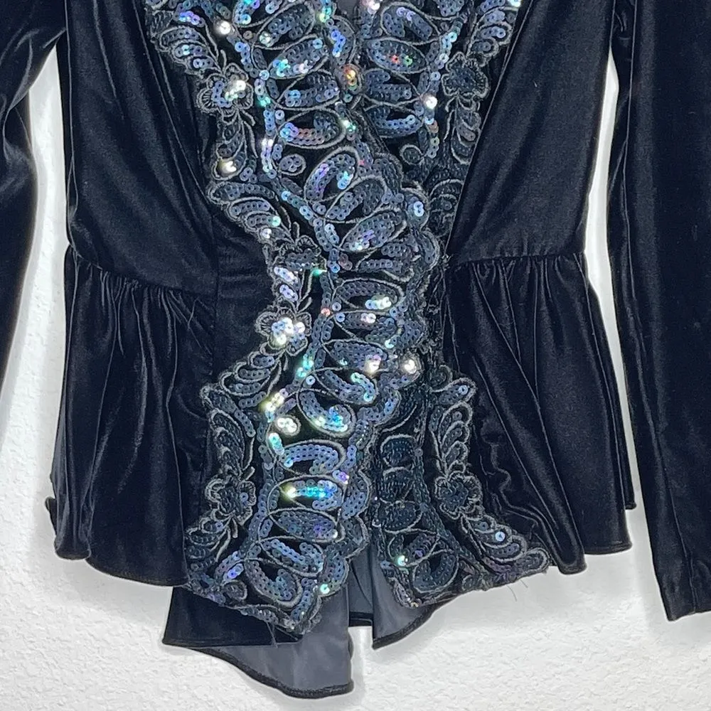 Vintage Zum Zum Velvet‎ Beaded Jacket Black - Image 5