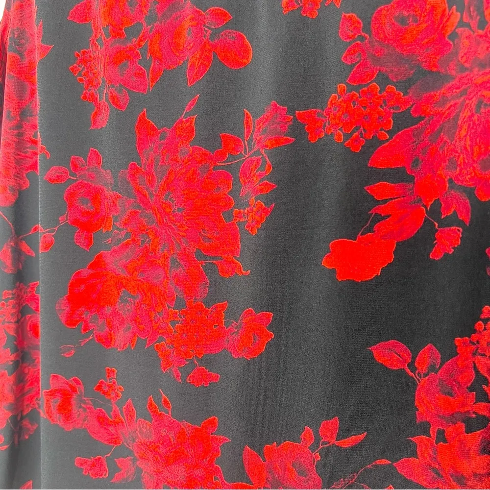 Adele & May Red Floral Sleeveless Blouse with Sheer Black Cutouts Size Medium - Image 5