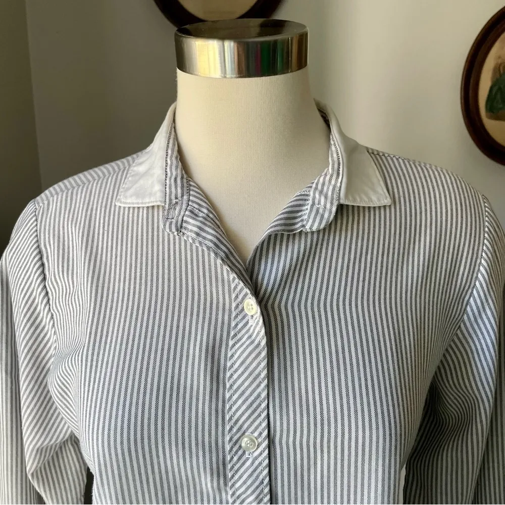 VINTAGE 1980s cotton pinstripe shirt - Image 3