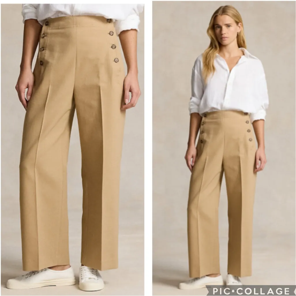 Polo Ralph‎ Lauren Wide Leg Crop Sailor Trouser Monument Tan 18 - Image 2