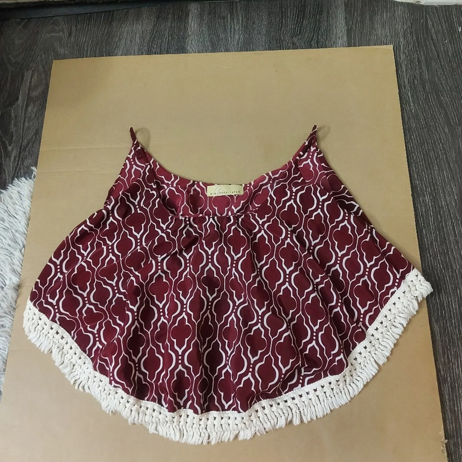 How.very.loved Indie Boho Fringe Tank Top Size S Festival Hippie Boho Coquette Purple - Image 2