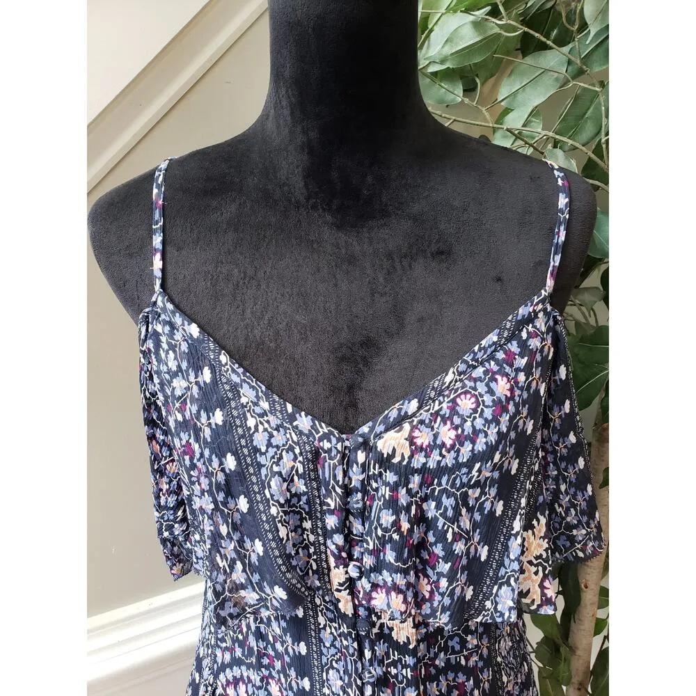 Paige Tank Dress Women's Large Multi Floral Ruffled Trim Tiered Adjustable Strap - Image 12