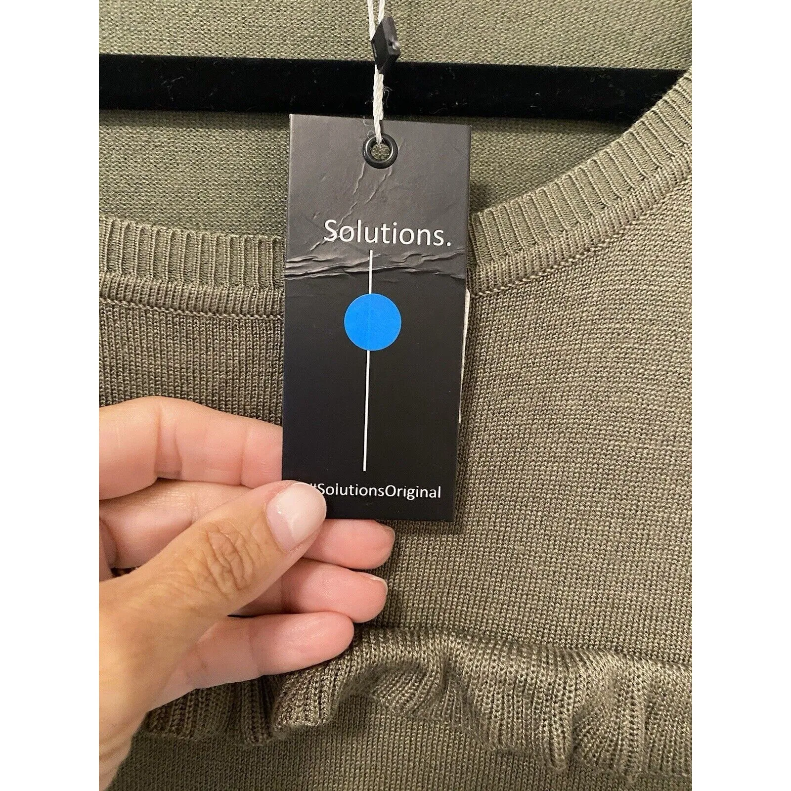 Solutions Olive Green Ruffle Front Trim Ov Sweater Size Small Oversized‎ NWT - Image 3