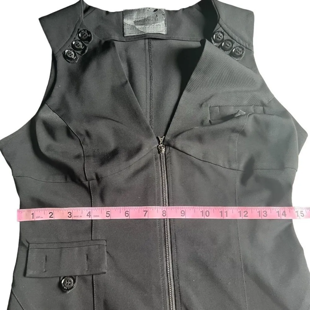 AnnaRita N Office Siren Black Sleeveless Half Zip MIDI Dress Size 8 - Image 13