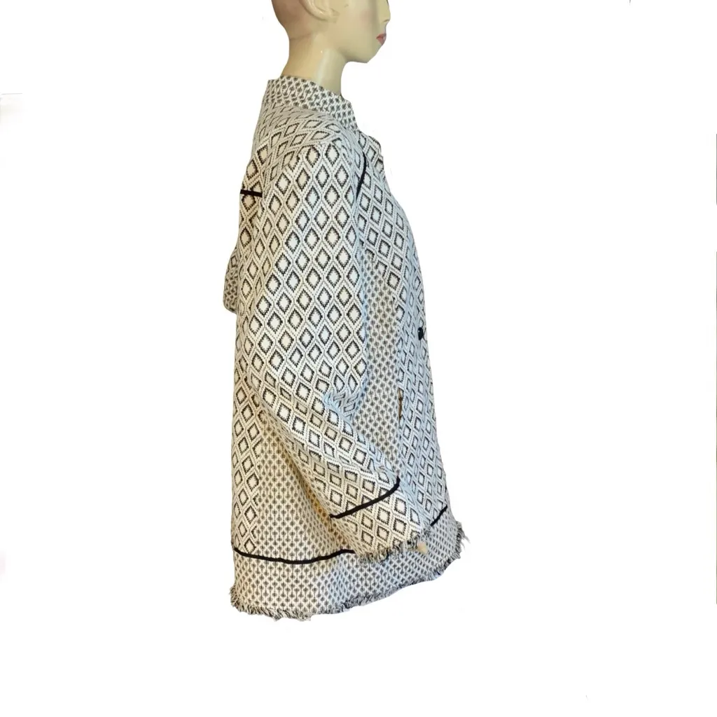 CHICO'S BLACK, CREAM & GOLD TAPESTRY MID LENGTH BLAZER (XL) - Image 5