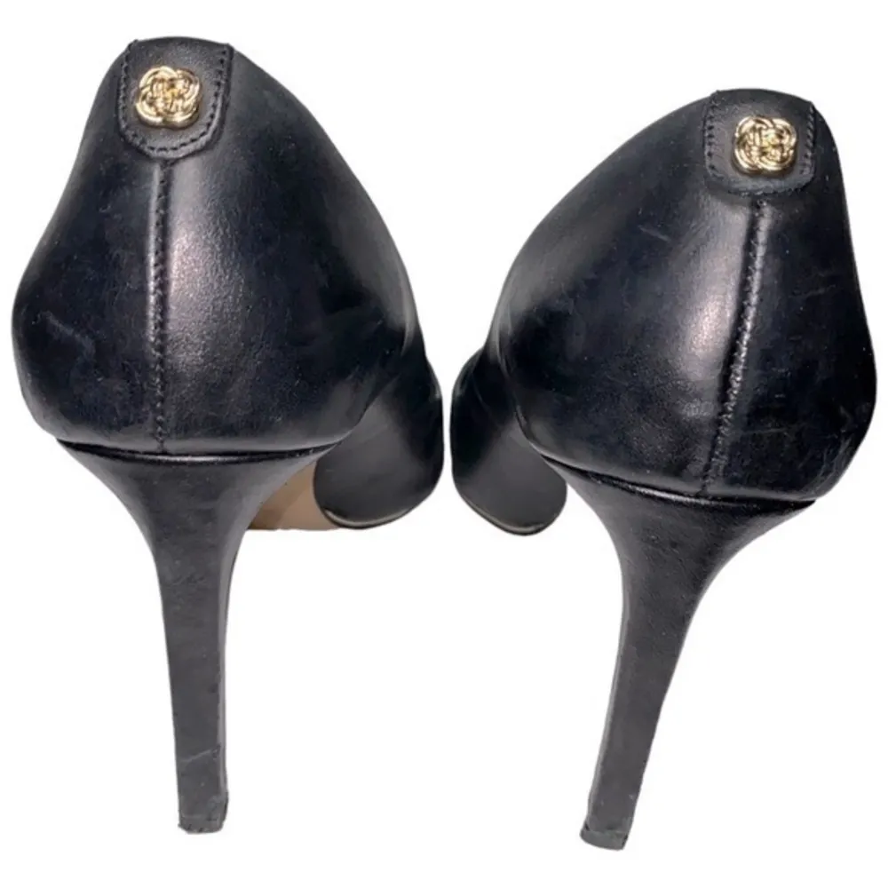 Elliott Lucca Women’s Size 8 Black Leather Catalina Pointy Toe Pumps Heels - Image 6