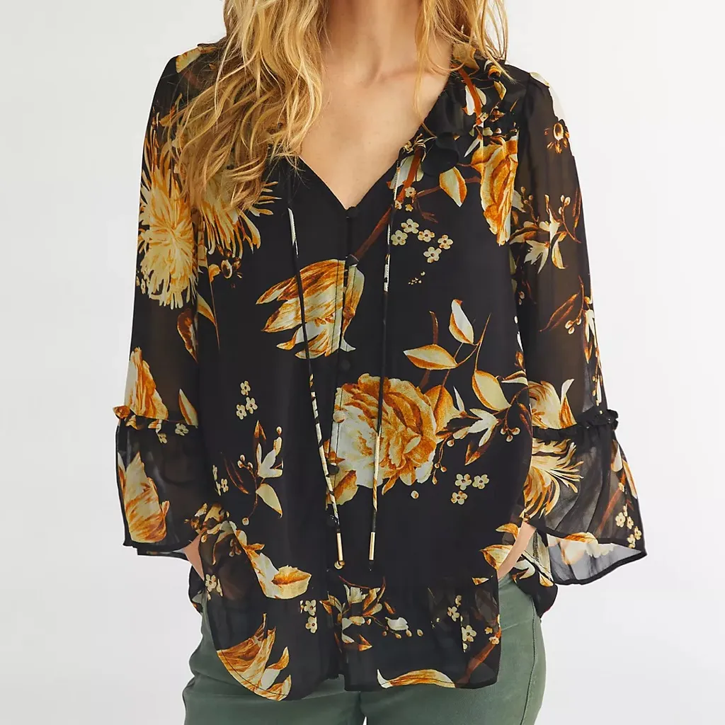 Anthropologie Romantic Ruffled Peasant Blouse - Image 2