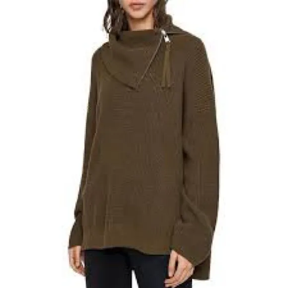 All Saints Kadine Roll Neck Sweater in Military Green Large - Image 9
