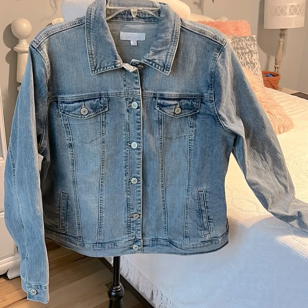 Denim Jacket Button Front Jean Coat Womens Large - Image 3