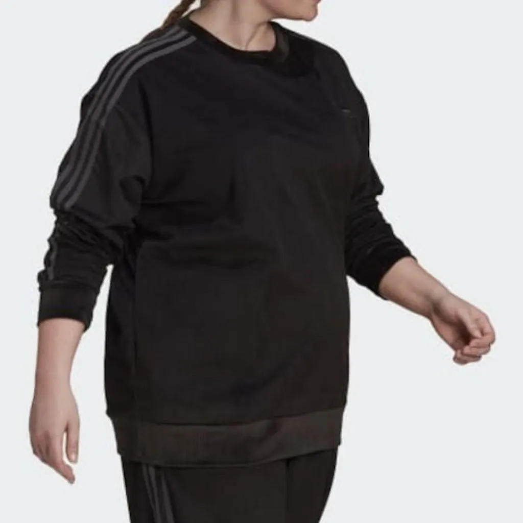 🔥ADIDAS Women LS Trefoil Black Velvet Crew Sweatershirts Original SIZE 1X NWT - Image 6