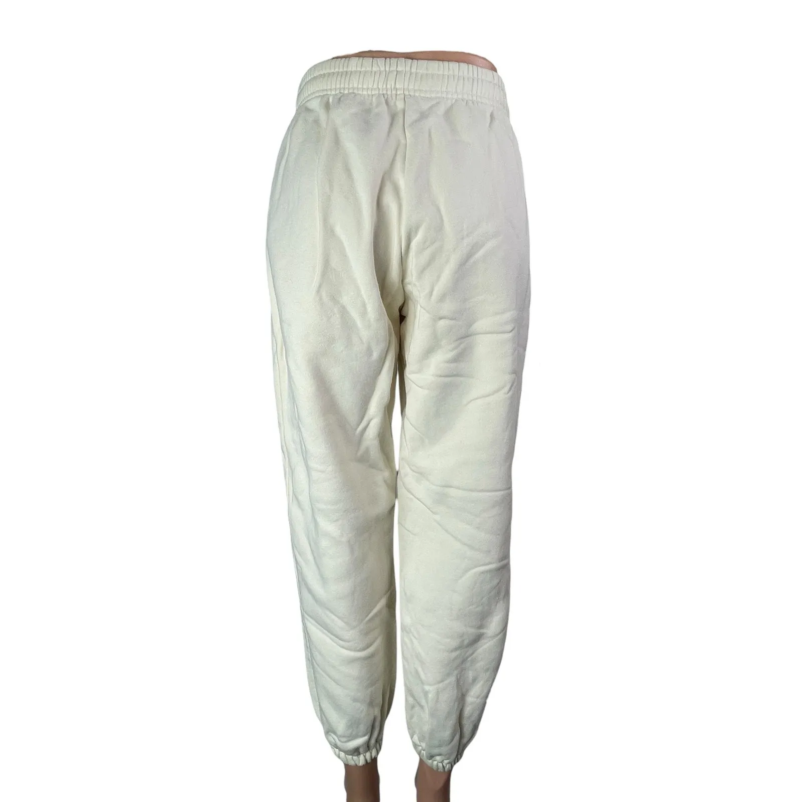 Reformation White Fleece High Waist Tapered Leg Trousers Joggers Sweat Pants XS - Image 2