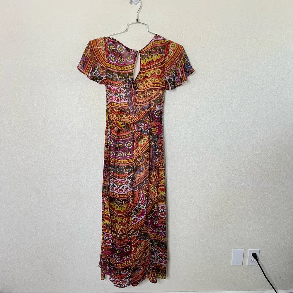 Anthropologie Akemi + Kin Paisley Orange Multicolor Wrapped Maxi Size 0 - Image 7