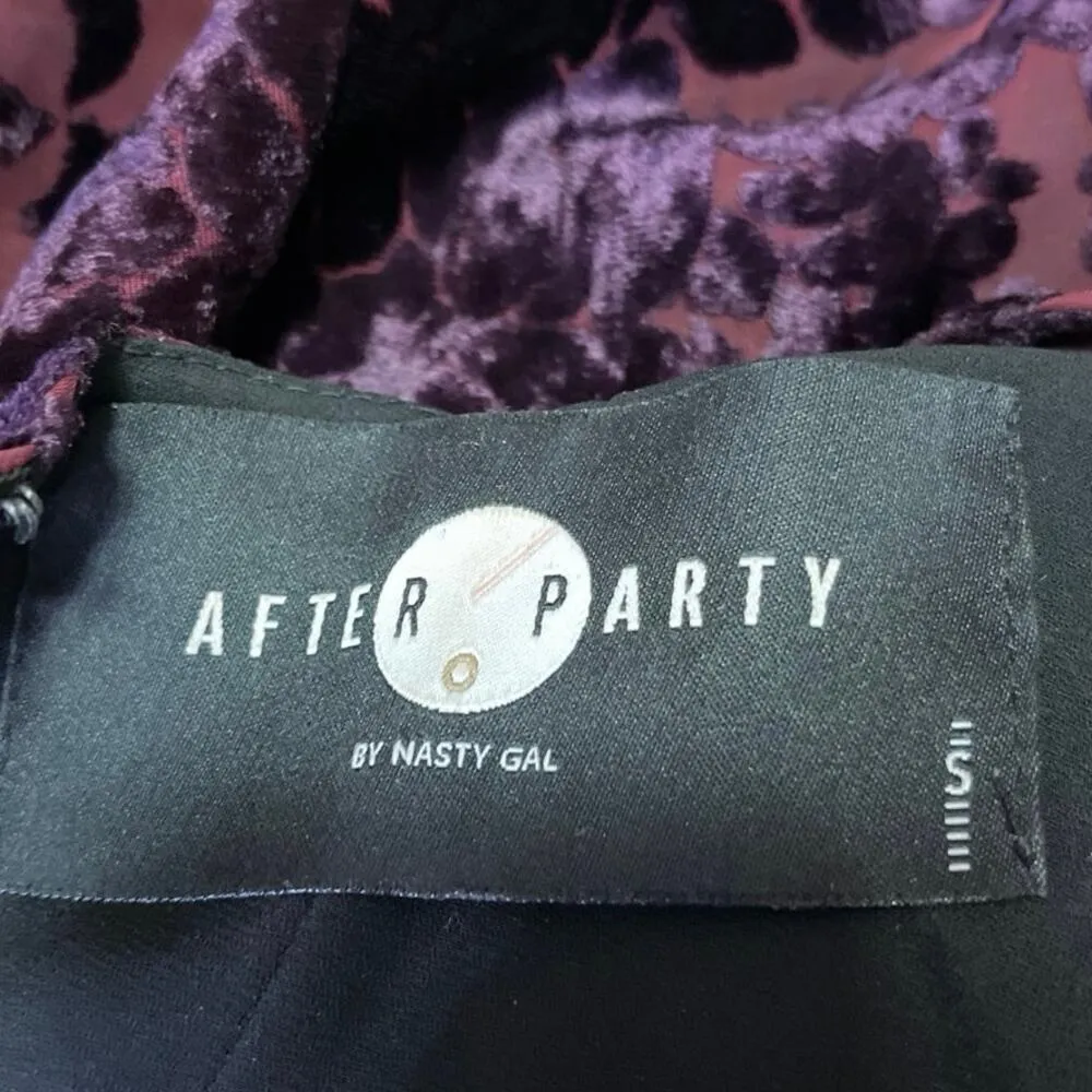 Nasty Gal After Party Purple Floral Velvet Sleeveless Camisole Mini Tank Dress S - Image 4