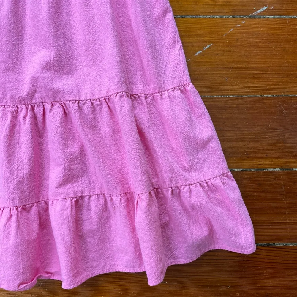 Luukse Bright Pink Tiered Babydoll Puff Sleeve Cottage Core Dress Sz XL - Image 3