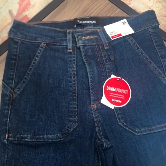 Nee High Waisted Denim Dark Wash Utility Skinny Jeans - Image 2