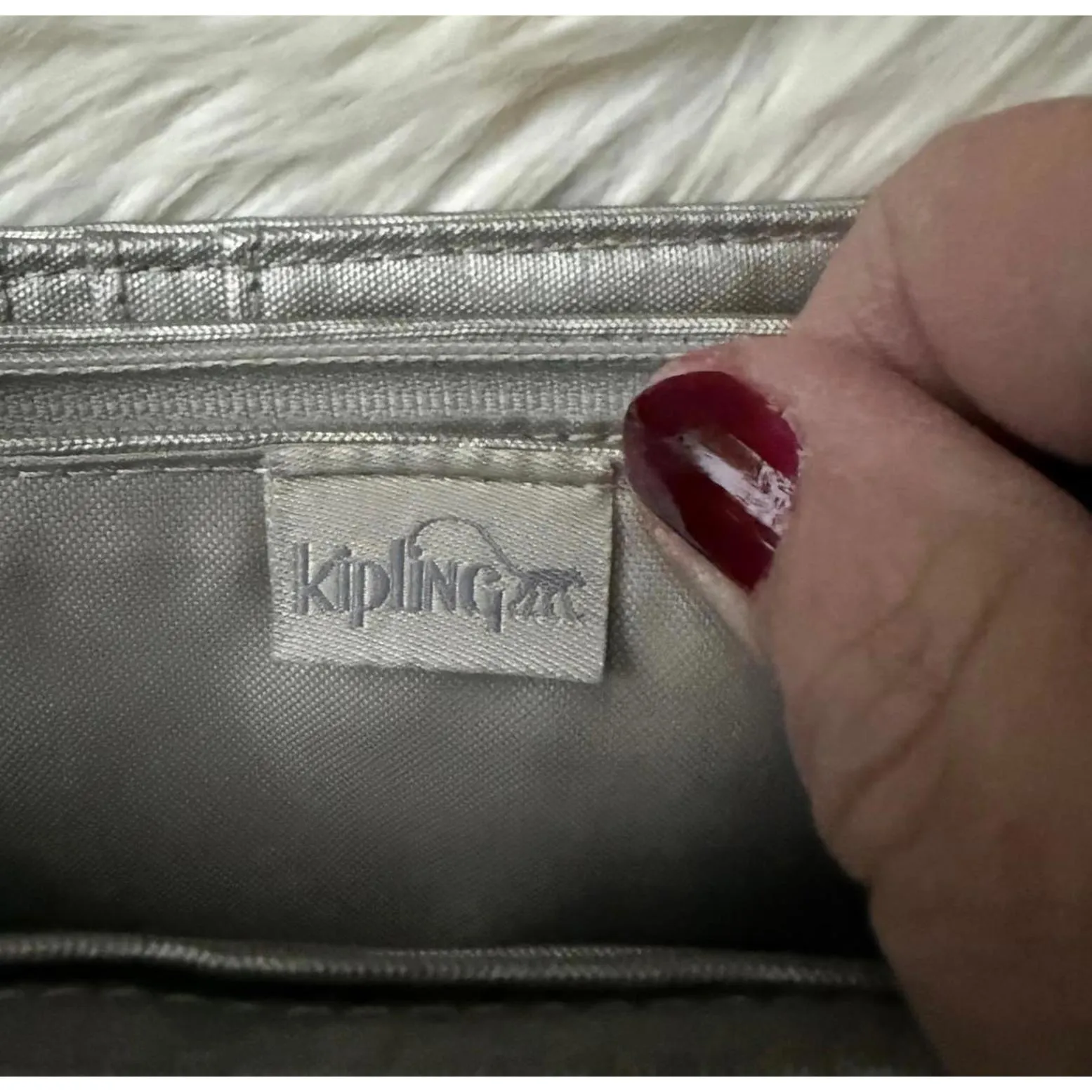 Kipling Metallic Silver Croc-Embossed Women's Wallet - Image 4