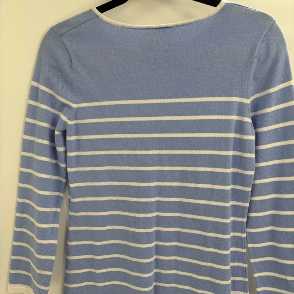 Sail to Sable STS White Blue Striped Stretch preppy Knit Tee Dress size small - Image 12