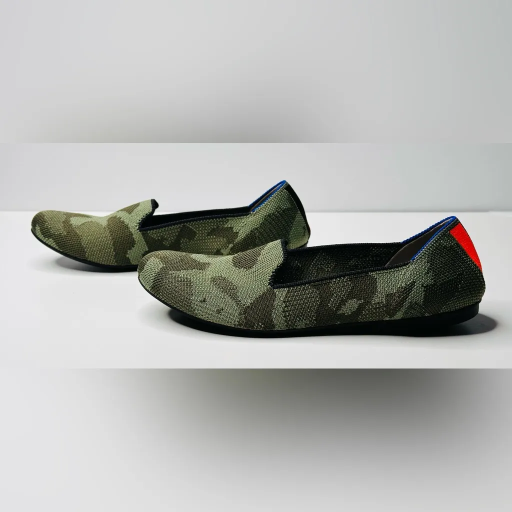 Rothys The Lounge Loafer Camo Camouflage Green Brown Shoe Flat - Image 4