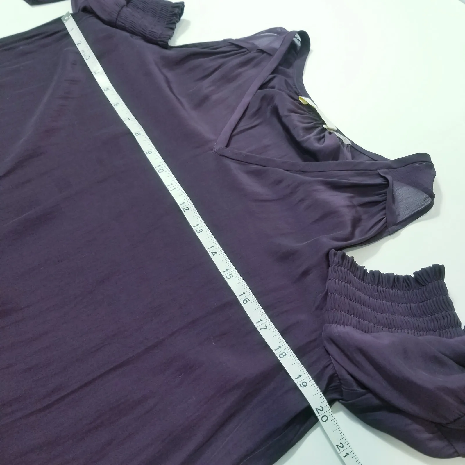 Ramy Brook New York Cold Shoulder 100% Silk Purple Blouse Long Sleeves - Image 7