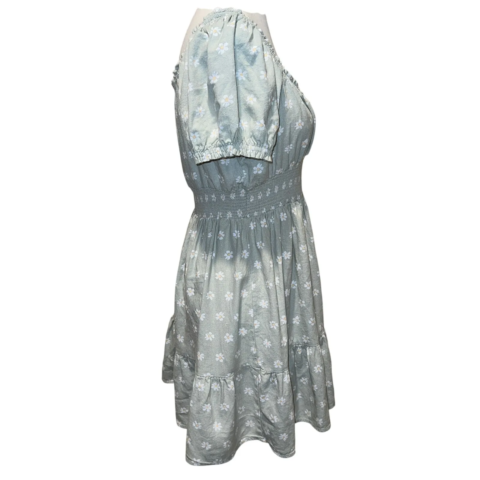 Altar’d State Sage Green Daisy Floral Smocked Babydoll Ruffle Mini Dress Size L Size L - Image 2